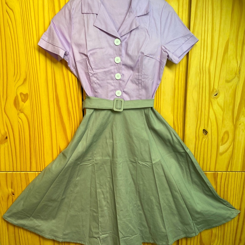 Purple and gray Audrey Hepburn retro swing dress
